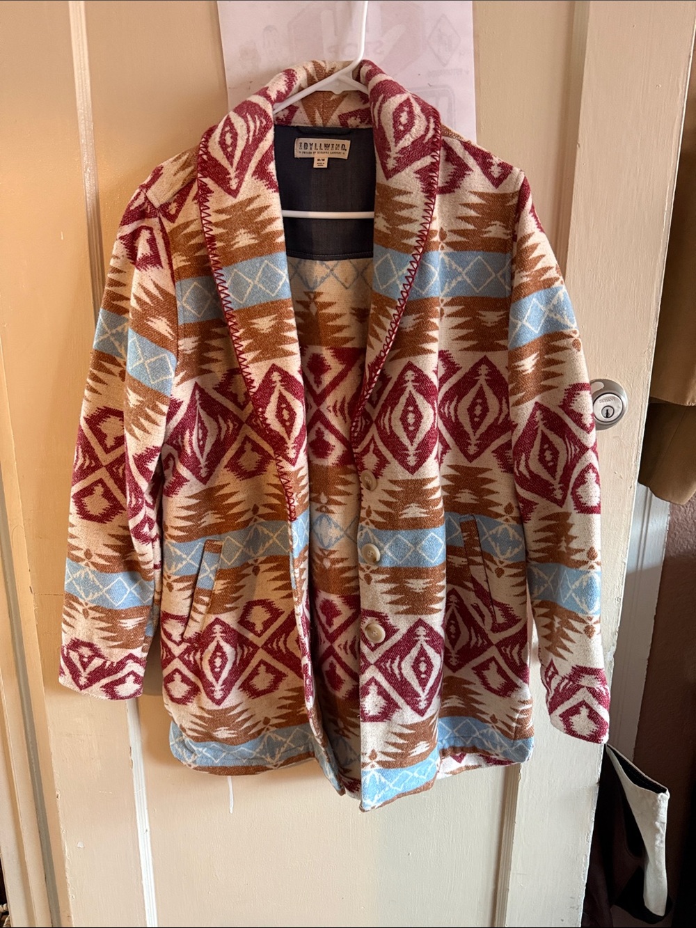 Idyllwind Burgundy, Tan & Cream Aztec Coatigan